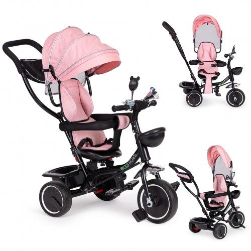 ROWEREK ECOTOYS 3W1 OBRACANE SIEDZENIE DASZEK RÓŻOWY DZIECI 1-4 zdjęcie 1