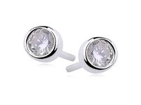 Delikatne rodowane okrągłe srebrne kolczyki białe cyrkonie srebro 925 R0073E_W