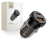 tech-protect cc03 2-port car charger pd30w/qc3.0 black