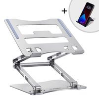 zestaw podstawka pod laptopa aluminiowa + podstawka do smartfona - srebrna