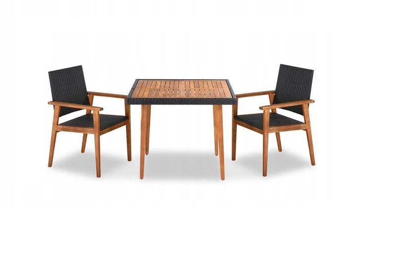 Zestaw mebli ogrodowych stół krzesła rattan drewno zdjęcie 1