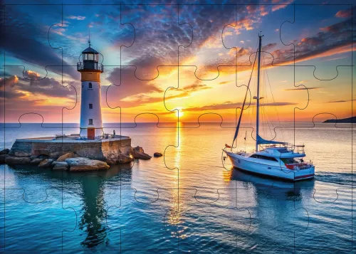 Piękne puzzle z widokiem na latarnię morską - Silver Alexander 24 elementy na Arena.pl