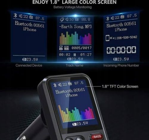 Bezprzewodowy TRANSMITER FM Bluetooth 5.0 SD RADIO ŁADOWARKA GŁOŚNIK 12/24v na Arena.pl