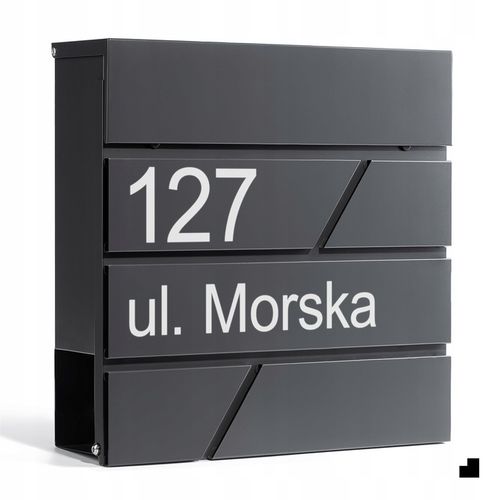 DUŻA SKRZYNKA NA LISTY Z ADRESEM NUMEREM DOMU |4 CZCIONKI| ANTRACYT RAL7016 na Arena.pl