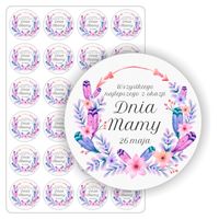 NAKLEJKI etykietki okrągłe Matki DZIEŃ MAMY prezent 24 szt. 5 cm