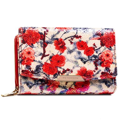 modny, kolorowy portfel damski ze skóry ekologicznej w kwiaty - peterson na Arena.pl