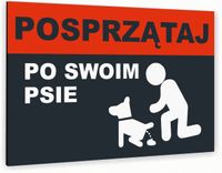 Tabliczka znak informacyjny 20x15 Antracyt POSPRZĄTAJ PO PSIE Dibond