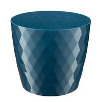 Doniczka osłonka plastikowa CRISTAL 18 cm granatowa  połysk wzór karo romby