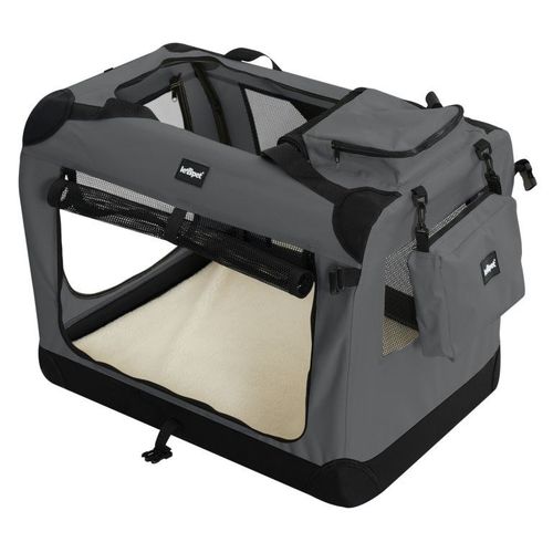 Leopet Box transportowy dla psów L, 70 x 52 x 52 cm, antracy na Arena.pl