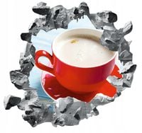 Naklejka samoprzylepna 3D efekt kawa latte dziura