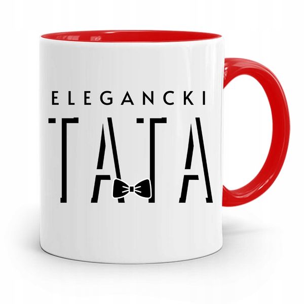 Kubek Czerwony Dla Taty Ojca Elegancki Tata Z Nadrukiem Ze Zdjęciem zdjęcie 1