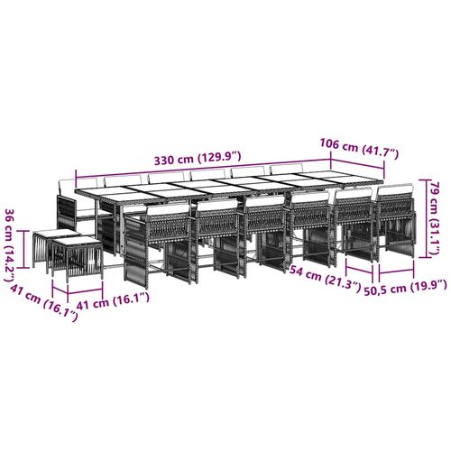 17-cz. zestaw mebli ogrodowych z poduszkami, czarny, rattan PE na Arena.pl