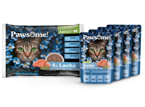 Naturalna karma dla kotów bez cukru i zbóż Pawsome z łososiem w sosie 4x85g na Arena.pl