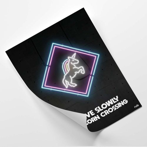 Plakat, Neony jednorożec 40x60 na Arena.pl