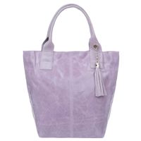 VERA PELLE torebka damska skórzana shopper z saszetką V550 j.lawendowa