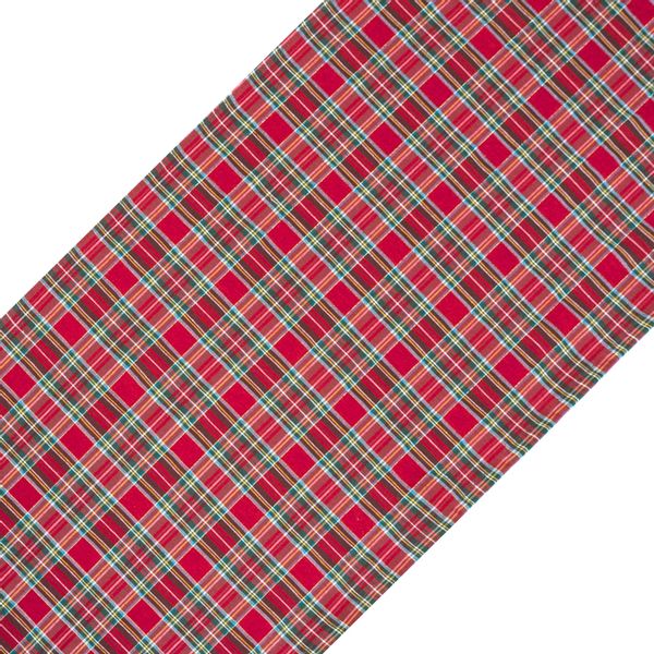 Bieżnik Świąteczny w czerwoną kratę Boże Narodzenie ze złotą nitką 200cm zdjęcie 1