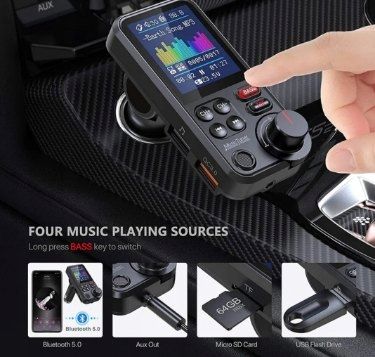 Bezprzewodowy TRANSMITER FM Bluetooth 5.0 SD RADIO ŁADOWARKA GŁOŚNIK 12/24v na Arena.pl