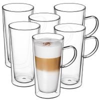 6x SZKLANKI DO KAWY HERBATY LATTE 470ml TERMICZNE Z PODWÓJNĄ ŚCIANKĄ DUŻE