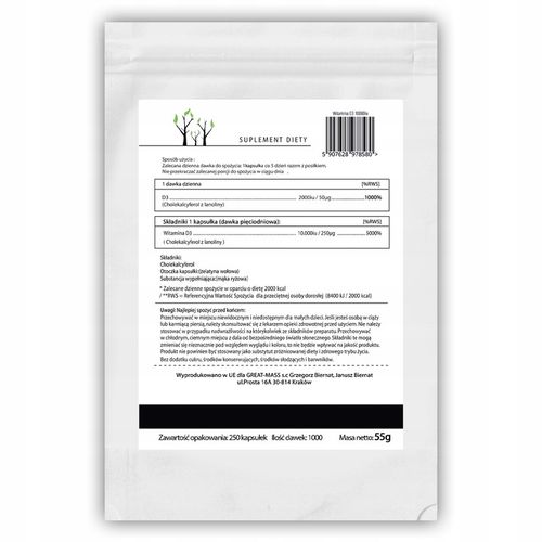 FOREST WITAMINA D3 10000iu 250 KAPS MOCNA ZDROWIE na Arena.pl