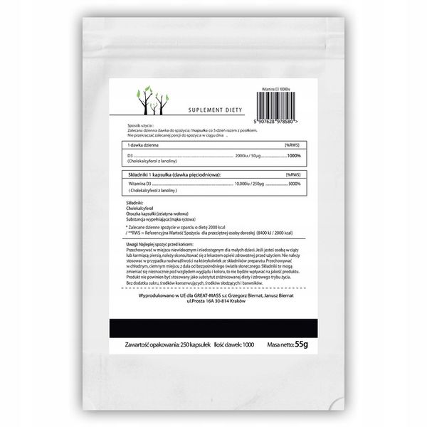 FOREST WITAMINA D3 10000iu 250 KAPS MOCNA ZDROWIE zdjęcie 7
