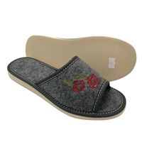 Kapcie damskie filcowe KD-06 szare haft r.38