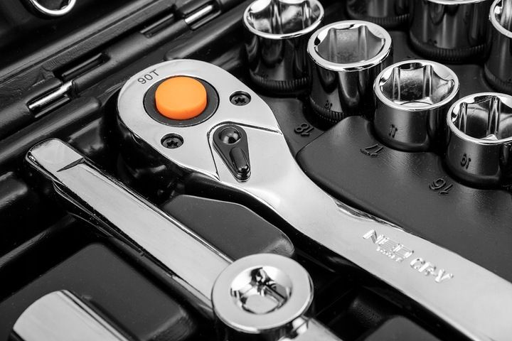 NEO TOOLS Klucze Nasadowe 85 el. 1/4, 1/2 CrV Zestaw Narzędzi Walizka zdjęcie 13