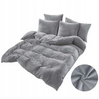 Komplet Pościeli Welurowej 160x200 - Jasny Szary - Ciepła, Aksamitna, MIŚ