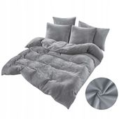 Komplet Pościeli Welurowej 160x200 - Jasny Szary - Ciepła, Aksamitna, MIŚ
