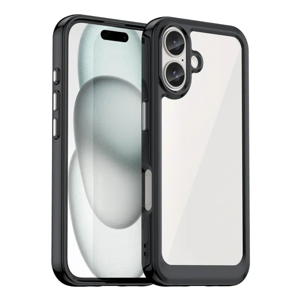 Etui Outer Space Case z żelową ramką do iPhone 16 - czarne zdjęcie 1