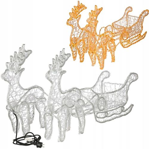 RENIFERY Z SANIAMI ŚWIECĄCE DUŻE 150cm OZDOBA Z GŁOWĄ SANIAMI DEKORACJA XXL na Arena.pl