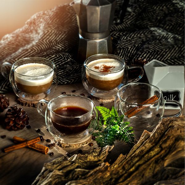 FILIŻANKA Z PODWÓJNĄ ŚCIANKĄ SZKLANKA 280ML 2SZT zdjęcie 2