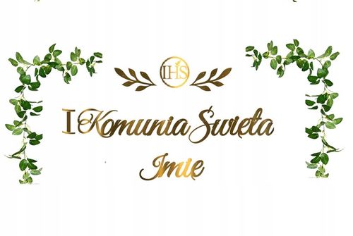 Balony dekoracje liście na KOMUNIĘ TOPPER + IMIĘ na Arena.pl