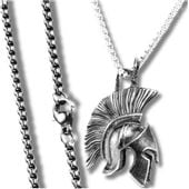 Spartański naszyjnik z kaskiem wojownika stal chirurgiczna