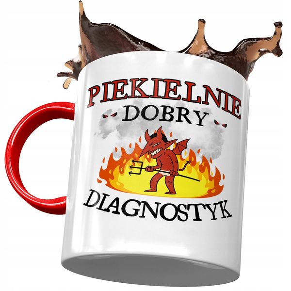 Kubek Czerwony Dla Diagnostyka Piekielnie Dobry Z Nadrukiem Ze Zdjęciem zdjęcie 1
