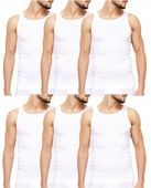 PODKOSZULKA KOSZULKA MĘSKA 100 % BAWEŁNA PRĄŻKOWANA BIAŁA ZESTAW 6-SZT - XL