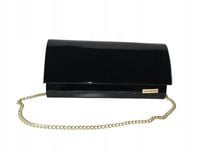 Laura Biaggi - elegancka torebka wizytowa łańcuszek czarny lakier JP115