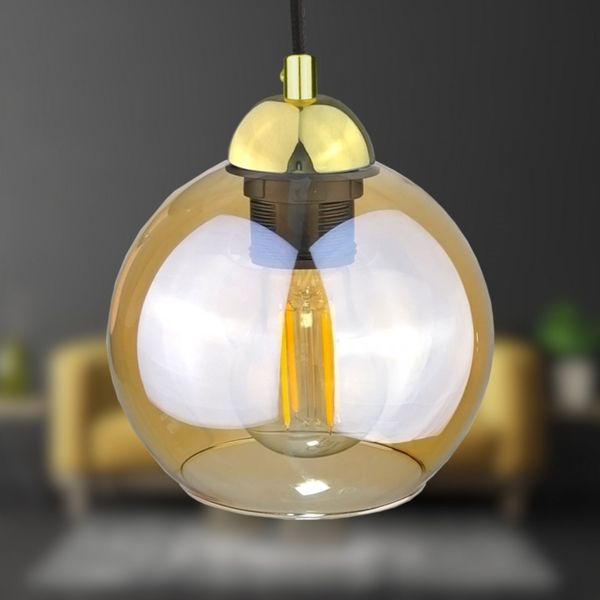 Lampa wisząca 2xE27 AMBRE GOLD zdjęcie 3
