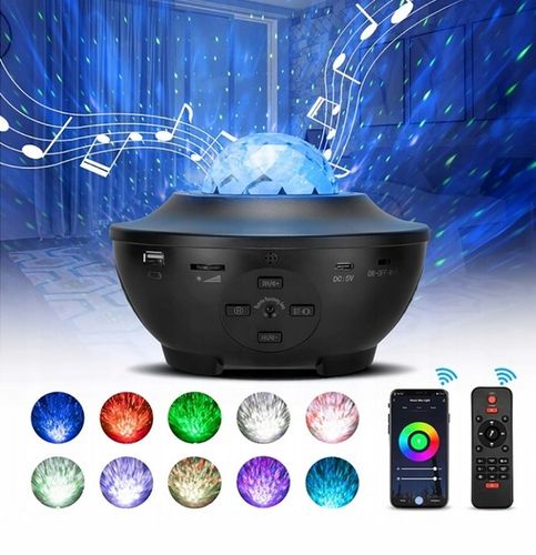 PROJEKTOR GWIAZD LED GŁOŚNIK LAMPA NOCNA + PILOT na Arena.pl