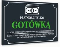 Tabliczka znak informacyjny 40x30 Antracyt PŁATNOŚĆ GOTÓWKĄ Nierdzewna