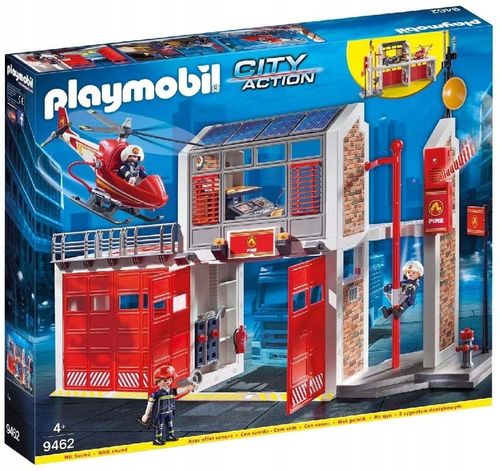 Playmobil Duża Remiza Strażacka 9462 Helikopter Efekty Dźwiękowe Strażak na Arena.pl