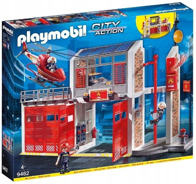Playmobil Duża Remiza Strażacka 9462 Helikopter Efekty Dźwiękowe Strażak zdjęcie 4