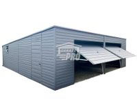 Garaż blaszany 8x8 Brama uchylna x2 + okno + drzwi antracyt GP160