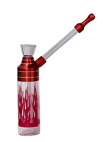 Mini Fajka Wodna Bongo Butelka  Szklana Chillout Smoke Płomień Czerwona