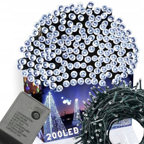 DŁUGIE LAMPKI CHOINKOWE ŚWIATEŁKA ŚWIATECZNE OZDOBNE BIAŁY ZIMNY 200LED na Arena.pl