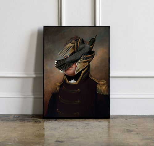 Plakat pop art portret generał ptaszek 61x91 cm w czarnej ramie na Arena.pl