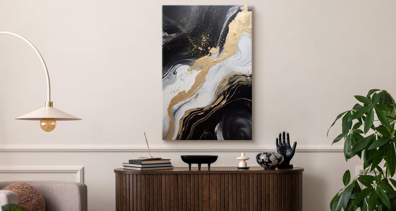 Obraz Canvas Do Salonu Czarny MARMUR Abstrakcja Elementy Złota 30cm x 20cm zdjęcie 9