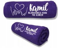 RĘCZNIK z haftem PREZENT z imieniem dedykacją datą