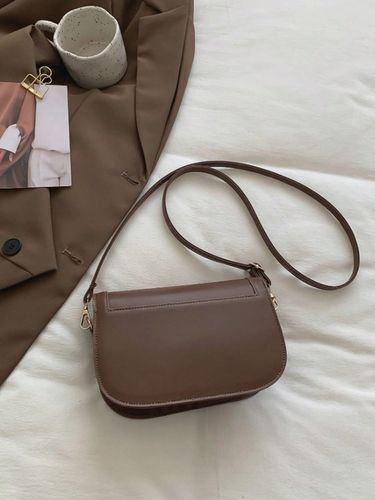 TOREBKA DAMSKA BRĄZOWA CIEMNA SKÓRZANA NA RAMIĘ LISTONOSZKA PASEK EKO D08 na Arena.pl