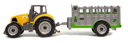 Traktor z przyczepą pomarańczowy na Arena.pl