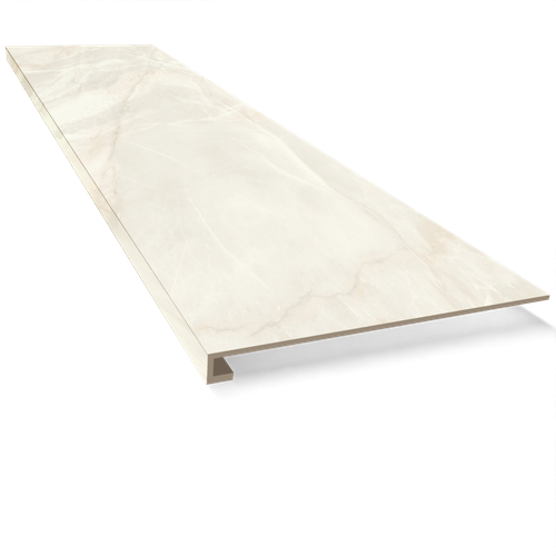 Gruba płytka schodowa z kapinosem 120x30,bez RYFLI, KREMOWY MARMUR - POŁYSK na Arena.pl